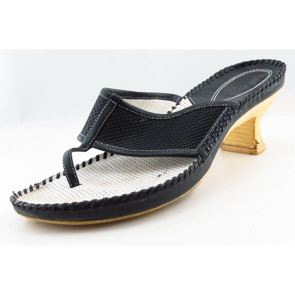 Clarks Flip Flop Black Leather Women Sandal Shoes Sz 8 M